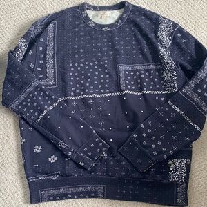 New AG women’s Navy Bandana Print Crewneck sweatshirt, size L